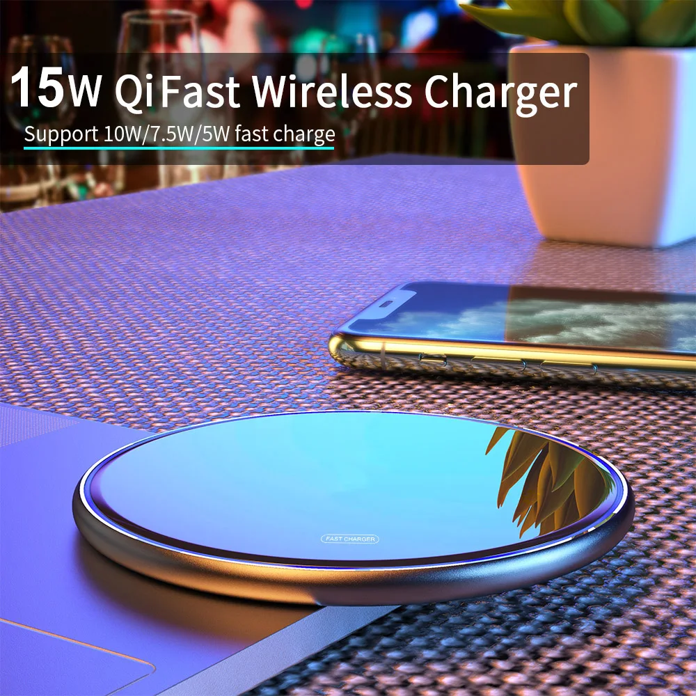 15w fast qi wireless charger pad for iphone 11 8 x xs 12 for samsung s20 s10 s9 note 8 9 10 wireless charging quick induction free global shipping