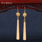 MYWINY новые модные медные пряжки ювелирные изделия Длинные металлические медные сплавы простые серьги