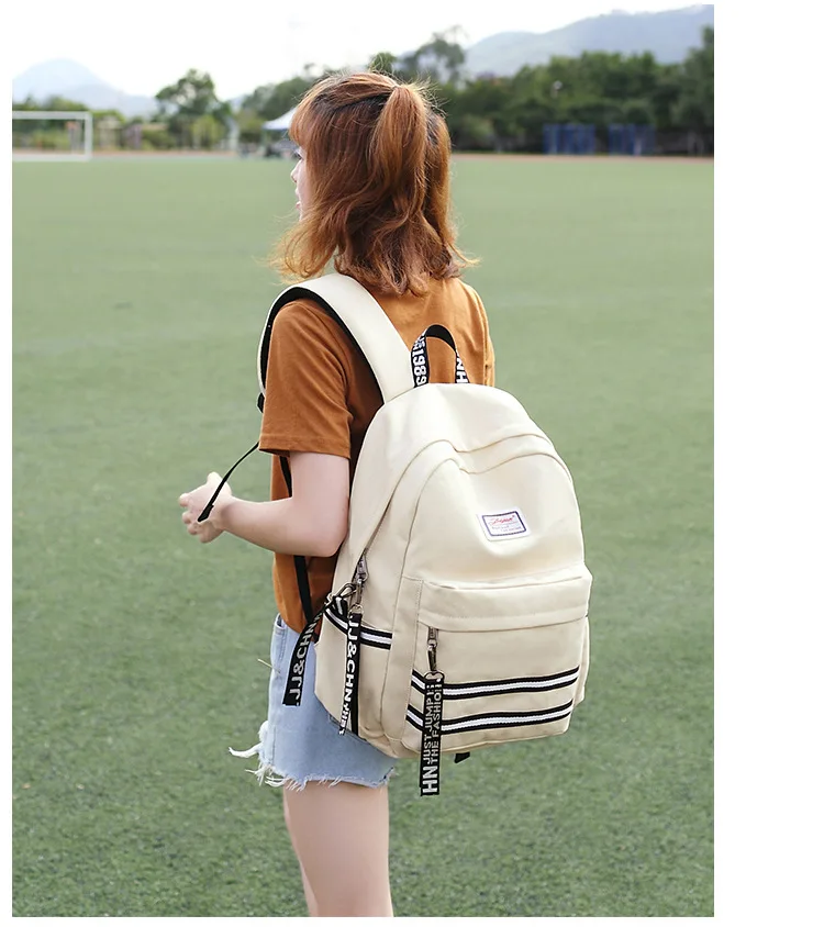 Мода крупный шрифт Для женщин рюкзак Водонепроницаемый холст Для женщин сумка студент-Подростковый Одежда для девочек школьная сумка рюкзак для путешествий в Корейском стиле