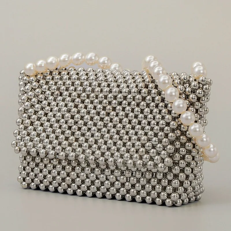 

New Handmade Beaded Handbags Simple Trendy Shoulder Bag Casual Compact Cover Mobile Phone Cross-border Niche Design