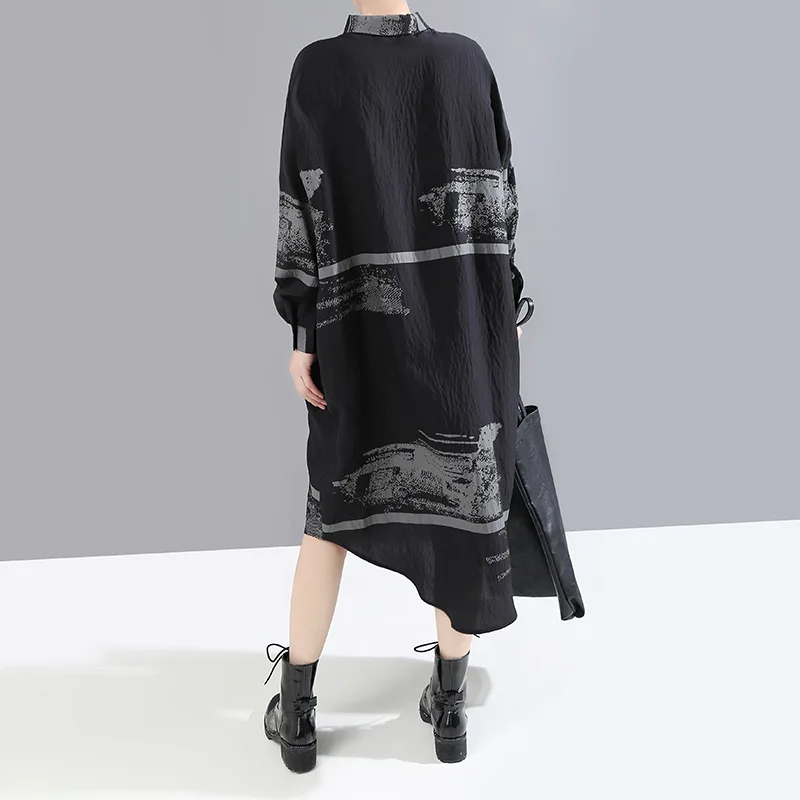 Платье XITAO женское винтажное с принтом свободные однобортное весеннее 2020|Женские