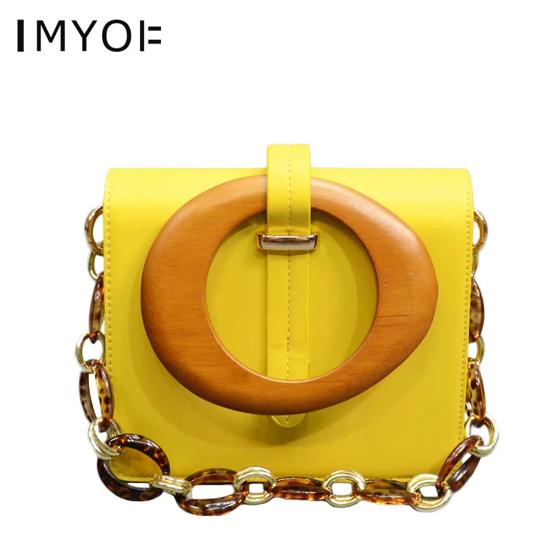 Новинка женские сумки с акриловой цепочкой деревянная сумка на плечо кольцом и