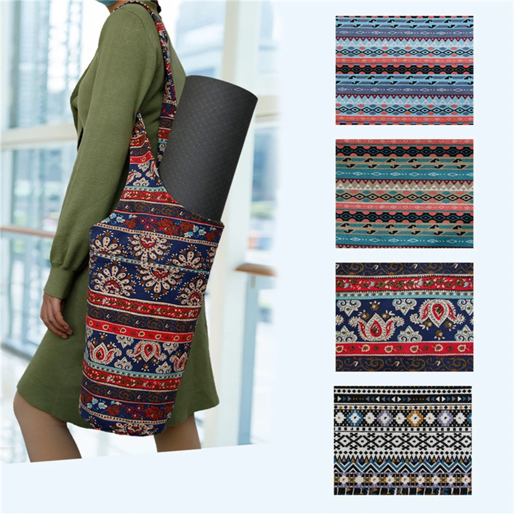 

Fashion Yoga Mat Bag Canvas Printed Pocket Mats Sports Yoga Cushion Sling Pouch for Working-out Comfortable Decoration