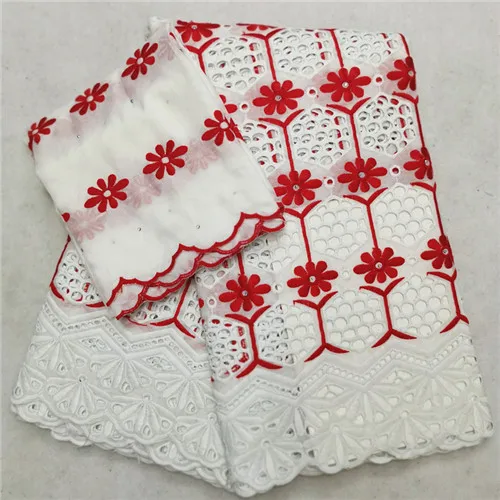 white red Африканская кружевная ткань швейцарская вуаль кружево высокое качество Базен riche getzner nouveau tissu батик ткань сетка lace5yard/setL1402 - Цвет: white red