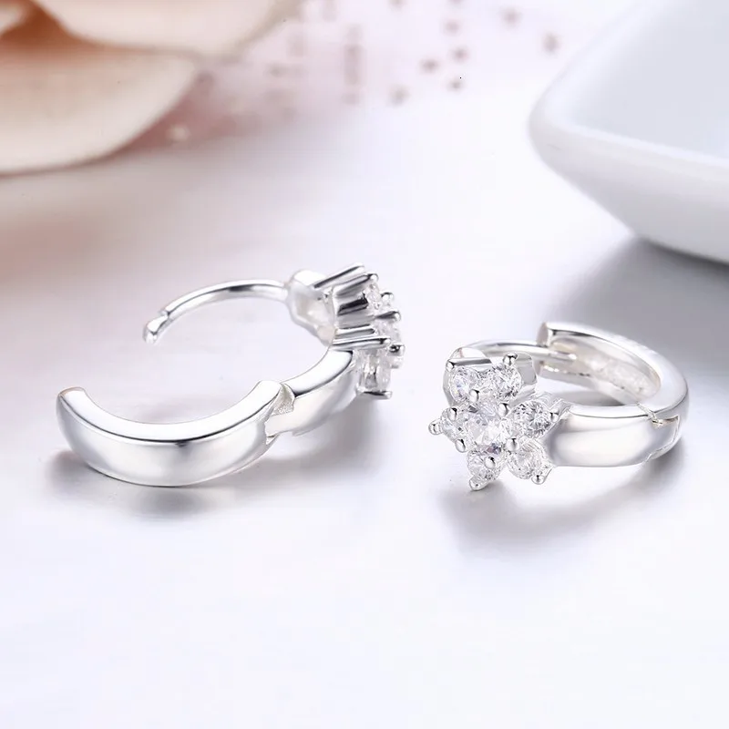 Cute 925 Sterling Silver Gold Color Flower Circle Small Loop Huggie Hoop Earrings For Women Jewelry Kids Baby Girls Arose Argola