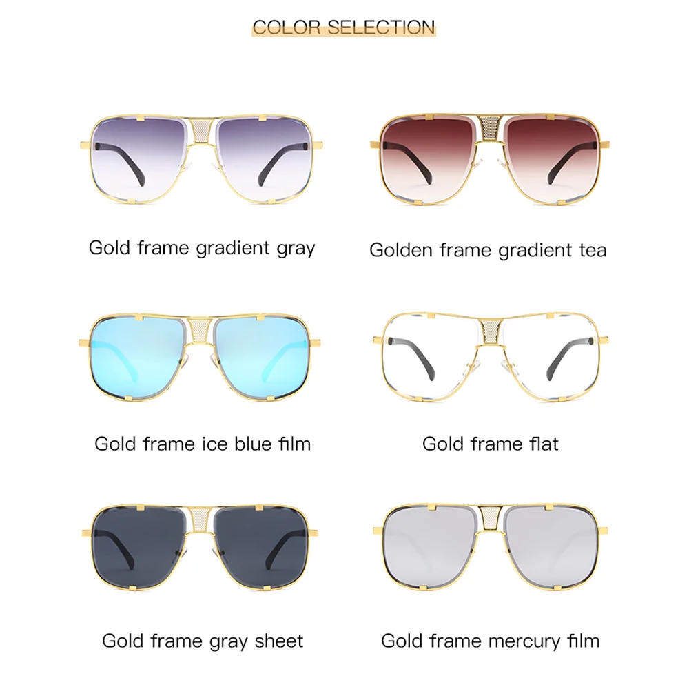 

2020 Fashion Oversized Sunglasses Men Brand Designer Gradient Brown Sun Glasses Women Eyewear Driving Sunglass Man UV400