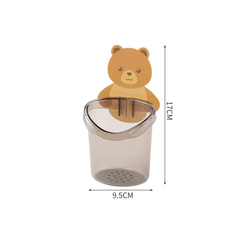 

Punch-free Strong Paste Creative Cup Holder Wall-mounted Cartoon Toothbrush Holder Wash Cup Bear Mouth Cup Bathroom Cup Holder