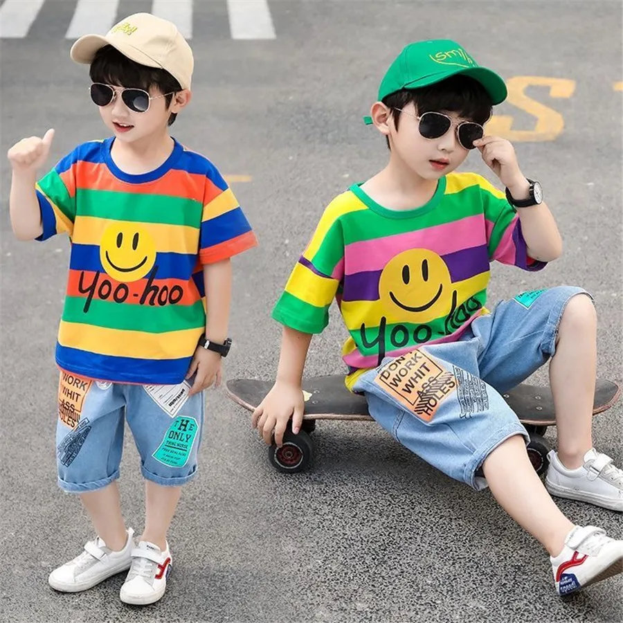Летние комплекты одежды для мальчиков Детские наряды футболка + штаны детский