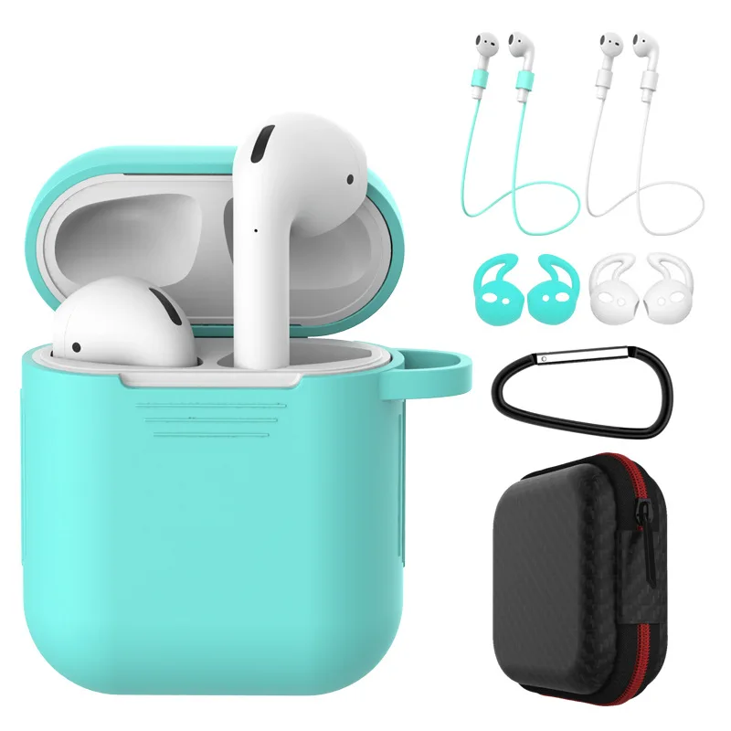 Чехол для наушников Apple AirPods 2 силиконовый чехол беспроводные Bluetooth наушники Air Pods защитный чехол для AirPod Silm чехол - Цвет: Mint Green