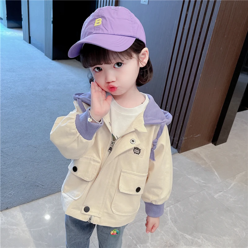 

Spring 2021 Kids Coats for Girls Cartoon Print Baby Girl Long Sleeve Tops Infant Clothing Children Hooded Outerwear for 12M-8Y