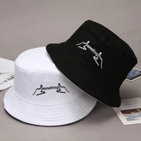 unisex cotton bucket hats women summer sunscreen panama hat men solid color sunbonnet fedoras outdoor fisherman beach cap black