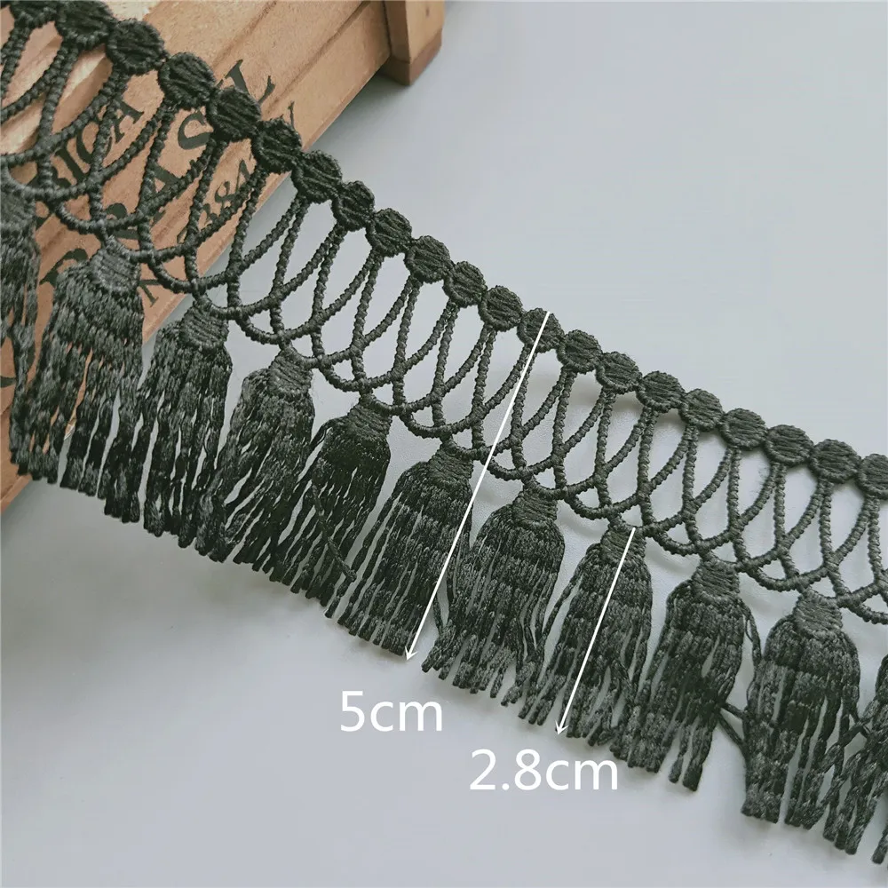 1 ярд черная хлопковая кисточка висячая бахрома кружевная отделка лента для из