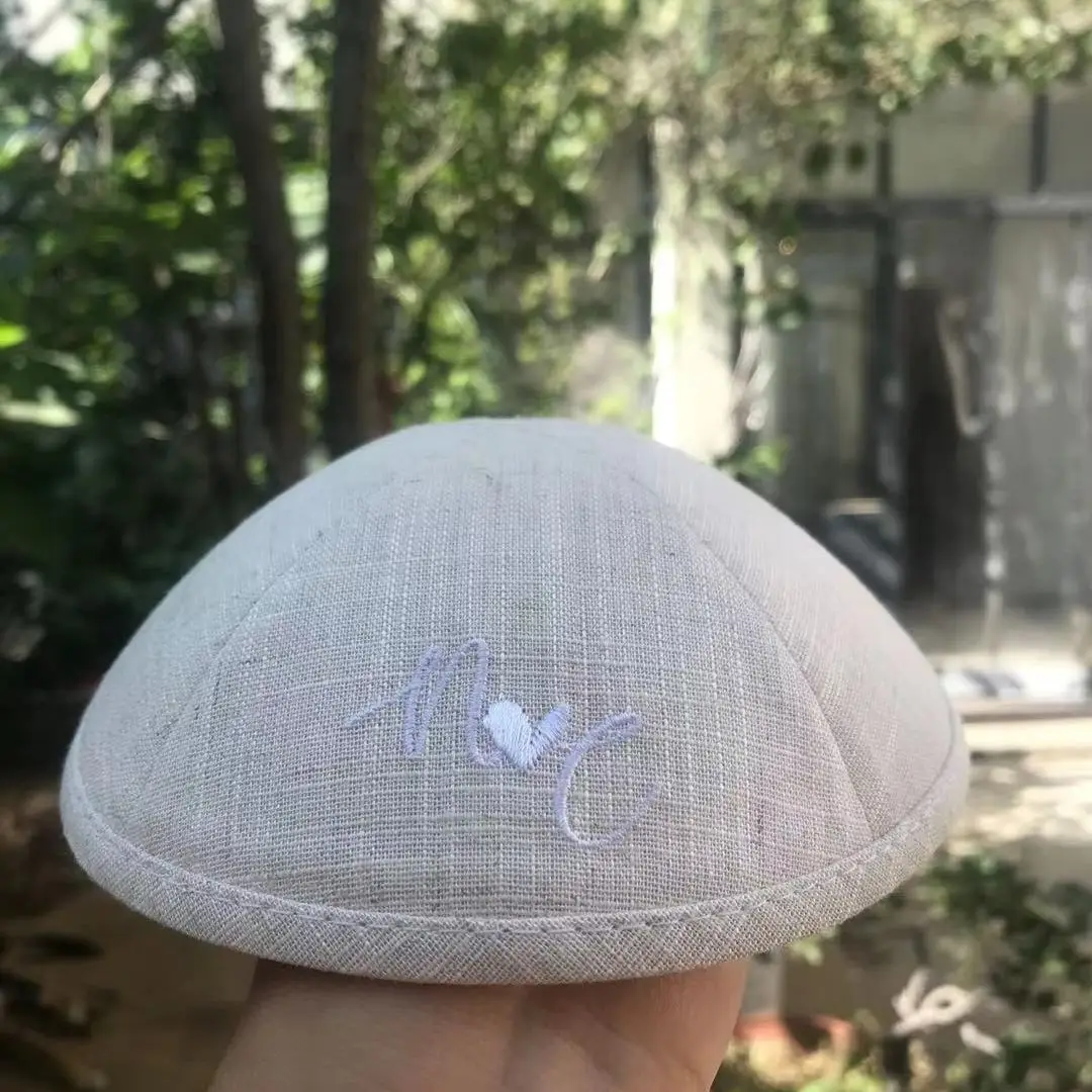 Свадебный льняной кипот бежевого цвета KIPPOT KIPPAH кепки YARMULKES CIPA еврейские