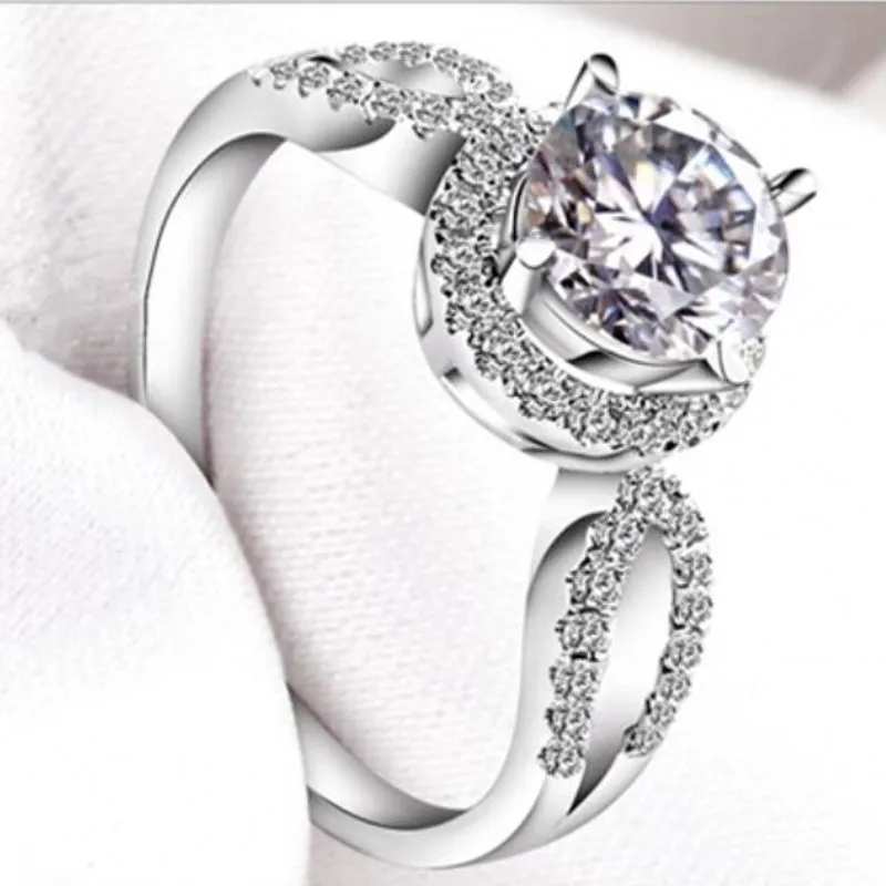 Cross 925 silver ring finger Fashion 1ct round Simulated Diamond CZ Rings for Women | Украшения и аксессуары