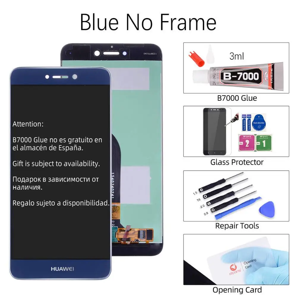 No frame Blue ЖК-дисплей для huawei P9 lite, сенсорный экран с рамкой, Замена для huawei P9 Lite, ЖК-дисплей LA1 LX1 LX2 LX3 - Цвет: No frame Blue