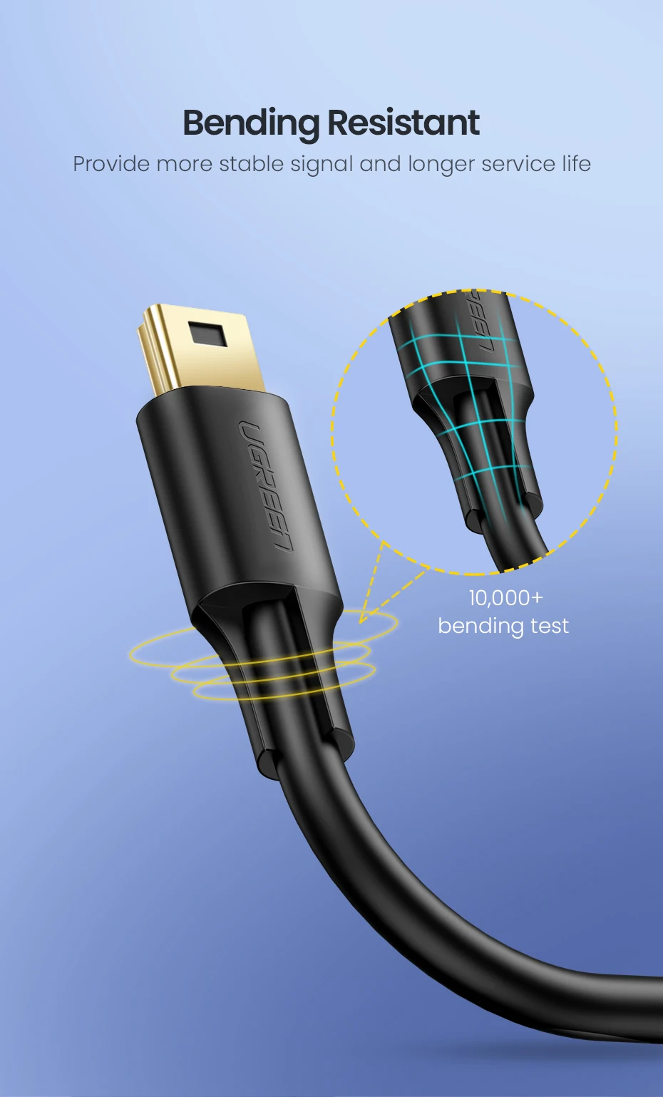 Ugreen Mini USB кабель Mini USB к USB кабель для быстрой зарядки данных для MP3 MP4 плеера Автомобильный видеорегистратор gps цифровая камера HDD Mini USB