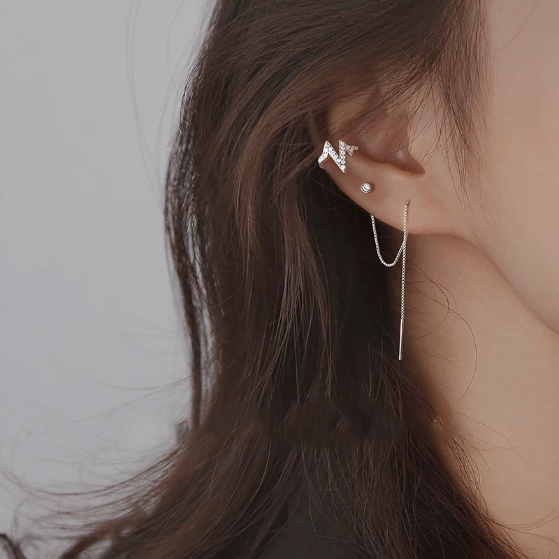 

1 Pair Ear Clip Long Tassel Earrings for Women New Trend Ear Cuff Simple Long Chain Earring Party Wedding Jewelry Gift