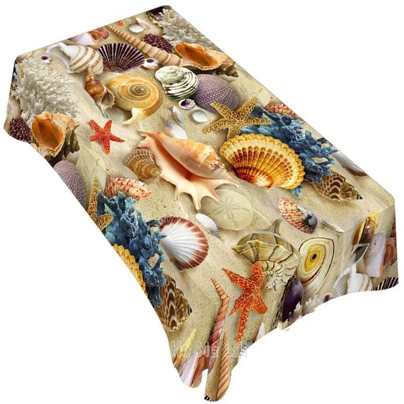 Manteles rectangulares decorativos de Ho Me Lili, conchas marinas, estrella de mar, playa, para comedor, barbacoa, Picnic