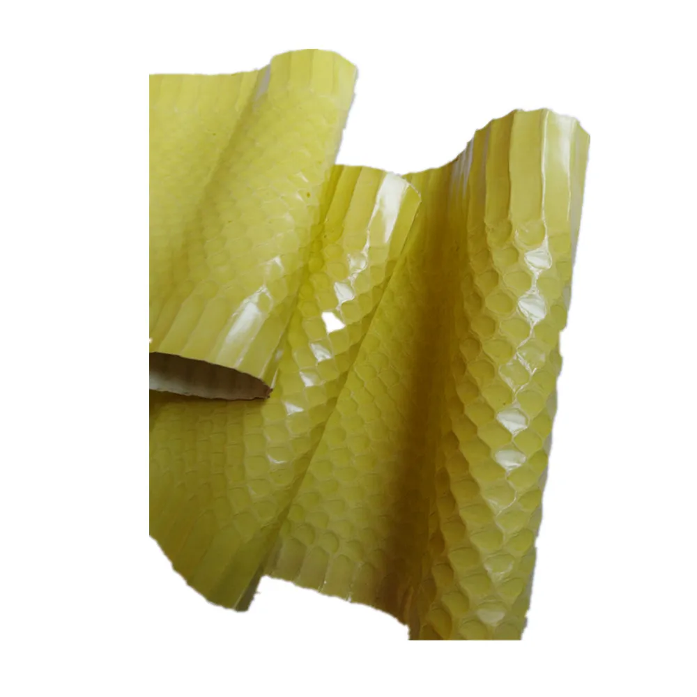 DIY Natural Snakeskin Leather Fabric with Rare Skin yellow10x100cm