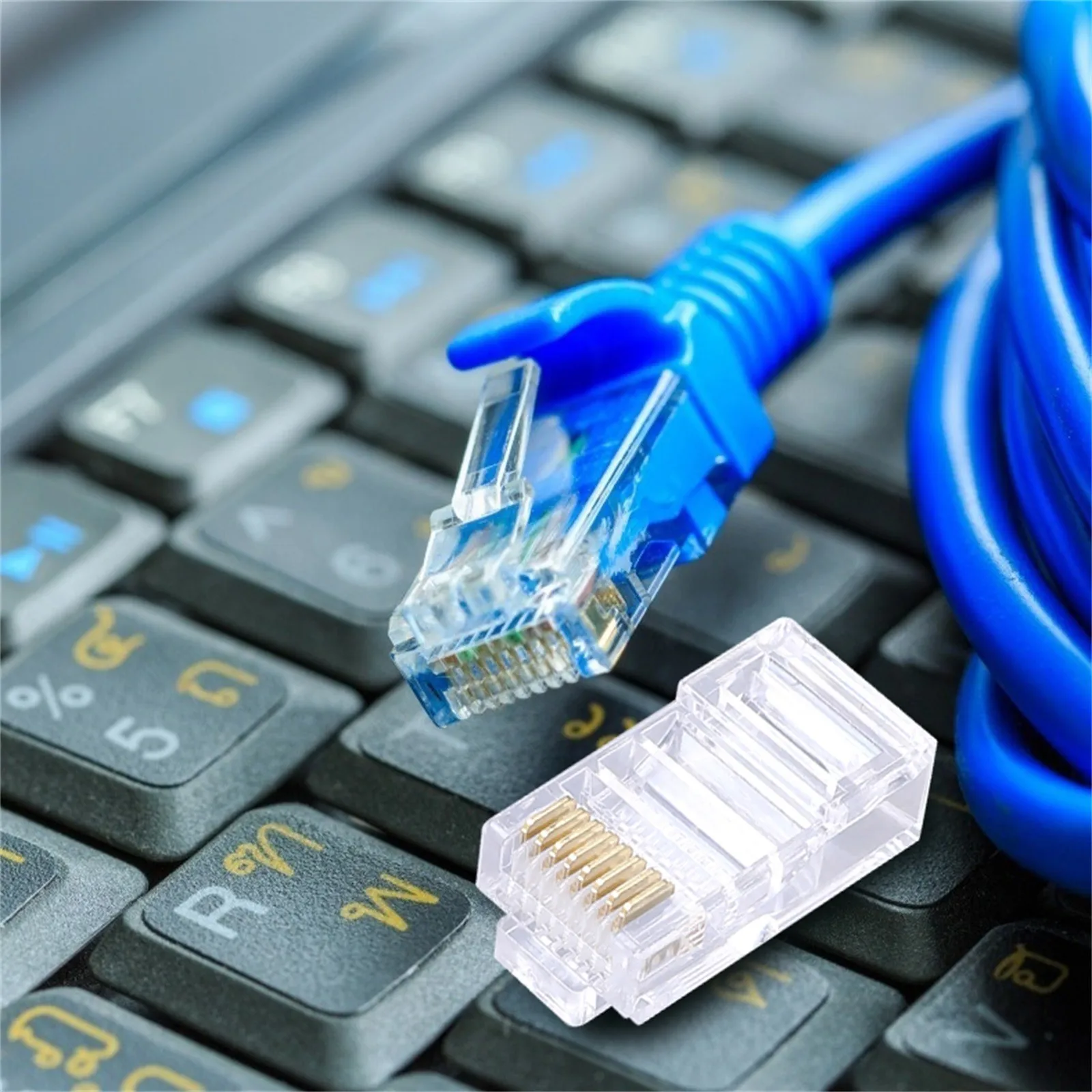 100 шт. Cat 5 Cat6 RJ45 разъем 8P8C модульная Кабельная вилка Ethernet медная позолоченная