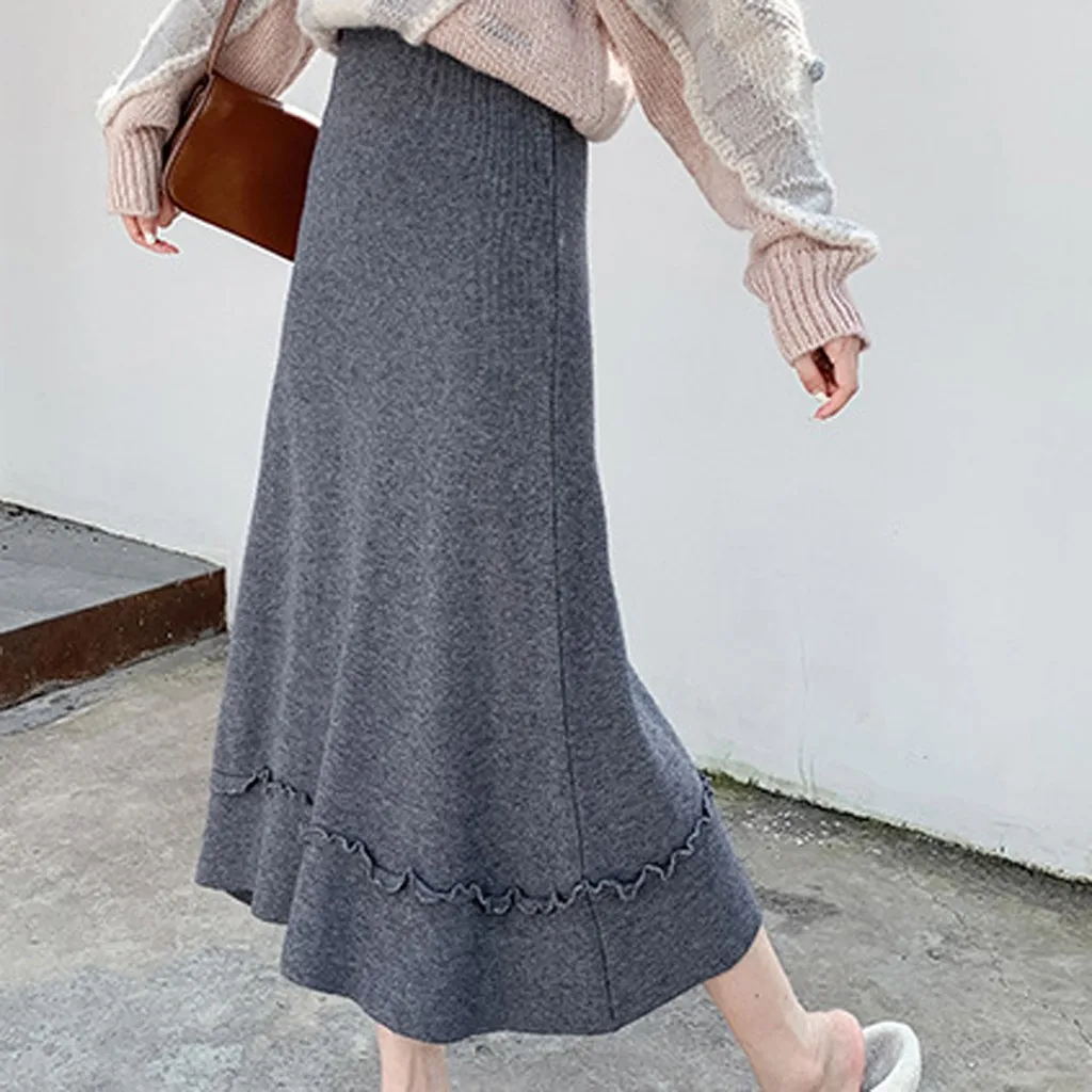 Faldas mujer moda юбки женские элегантные свободные однотонные зимние юбки для отдыха Длинные женские юбки jupe femme saia midi