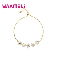 new 925 sterling silver snowflake flower charm bracelet for women austria crystal bangles fashion jewelry pulseira