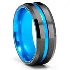 Мужское черное кольцо 8 мм из нержавеющей стали, оптовая продажа, кольцо со скошенными краями и синим пазом, кольцо в кельтском стиле с красным драконом из углеродного волокна, мужское обручальное кольцо