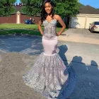 Сексуальное Милое модное Черное женское вечернее платье с кружевными аппликациями, длинное платье-русалка, праздвечерние чная одежда, выходные платья без рукавов