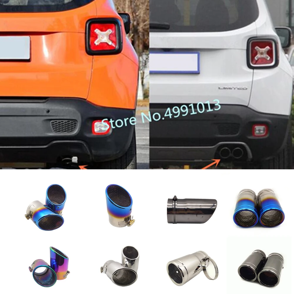 

For Jeep Renegade 2016 2017 2018 Car styling Cover Muffler End Stainless steel Tail Pipe Dedicate outlet Exhaust 1pcs/2pcs