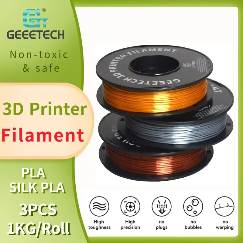

Geeetech PLA Filament 3X 1kg Spool 1.75mm for most FDM 3D printer 3Pcs 1KG/roll, 3D Printer Consumables, Tangle-Free, Non-Toxic