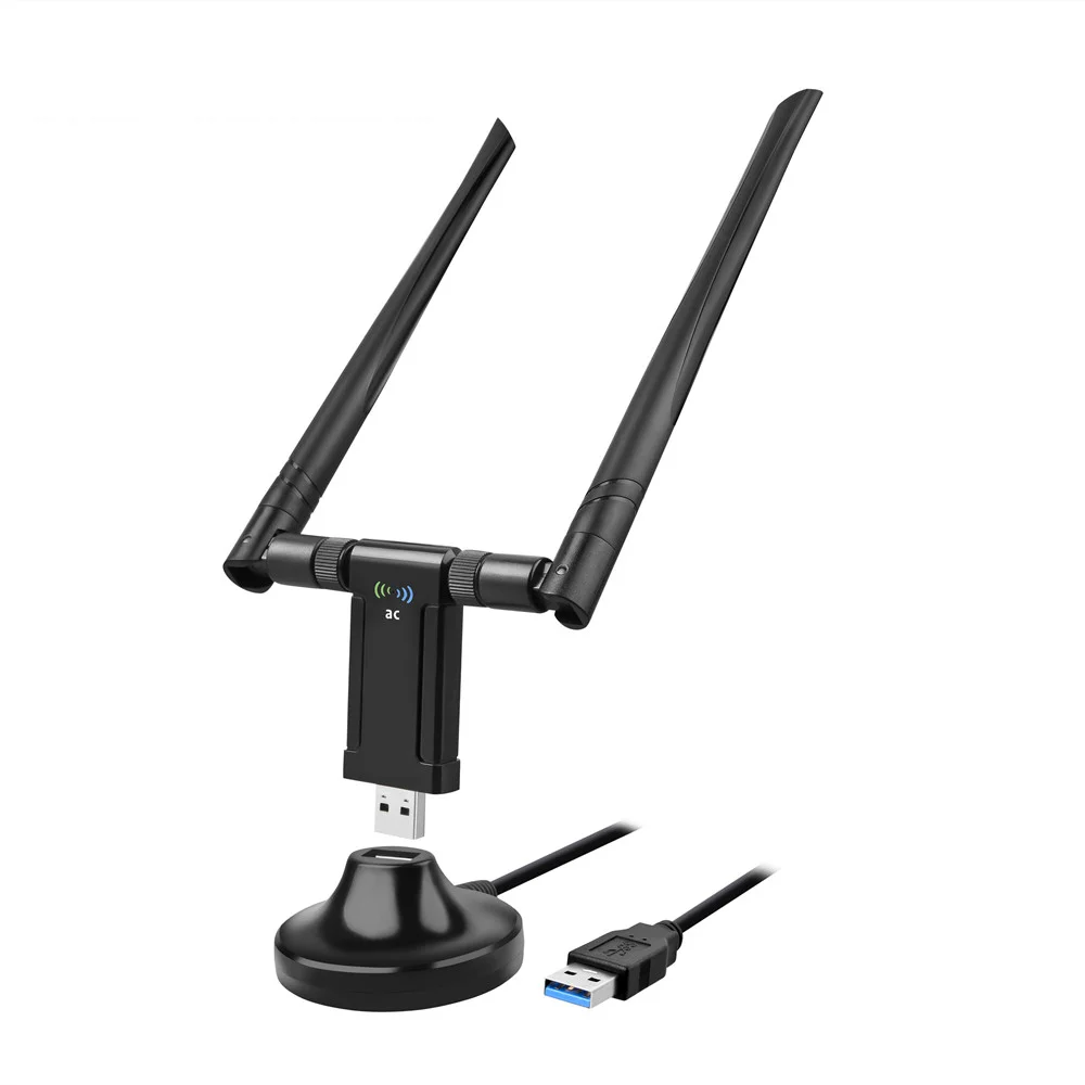 Адаптер Wi-Fi TEROW AC1200M 2,4G/5,8G USB3.0, сетевая карта 1200M с антеннами 2*5 дБи RTL8812BU 802.11ac для настольных ПК