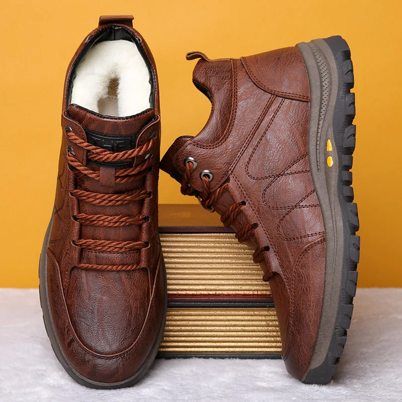 

Men Snow Boots Warm Comfortable Winter High Quality Ankle Boots New Fashion Plush Warm Outdoor Men Boots Male Winter Shoes