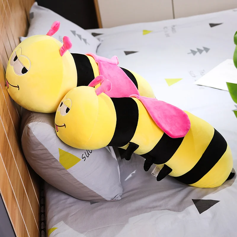 

45-90cm soft PP cotton filled bee doll simulation animal plush pillow cute insect toy home bed long cushion creative decoration