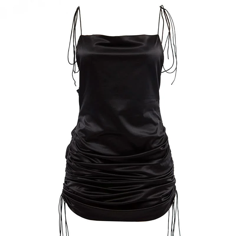 

Macheda Fashion Women Solid Spaghetti Straps Backless Sleeveless Sexy Dresses Bottom Length Adjustable Ladies Casual Dress Ne'w