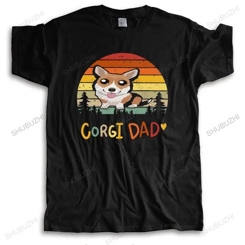 

Классическая Ретро футболка Pembroke Welsh Corgi, мужская повседневная футболка с круглым вырезом и коротким рукавом, футболка для влюбленных собак,...