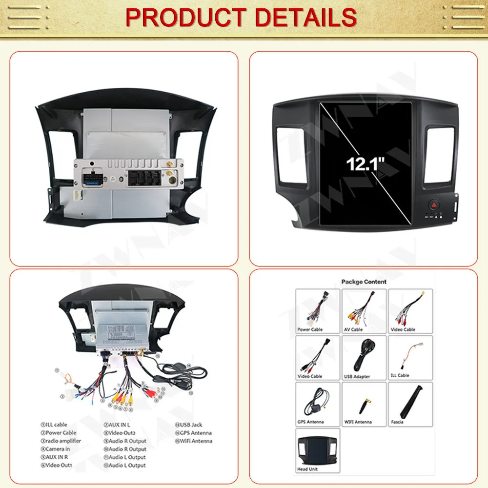 Carplay вертикальный экран Tesla Android автомобильный GPS мультимедийный плеер для Mitsubishi