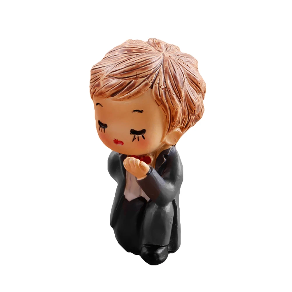 Fashion 2Pcs Resin Propose Lover Doll Miniature Figurines Ornament Home Garden Dollhouse Decor | Дом и сад