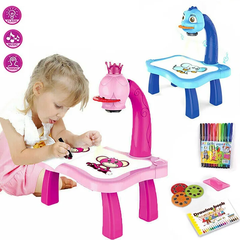 Children Led Projector Painting Art Drawing Table Light Toy For Kids Board Desk Educational Learning Paint Tools Toys | Игрушки и хобби