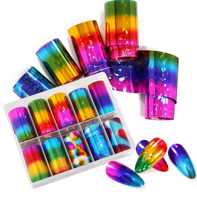 10 шт цветок звезда наклейки для ногтей Фольга дизайна набор мраморный дизайн