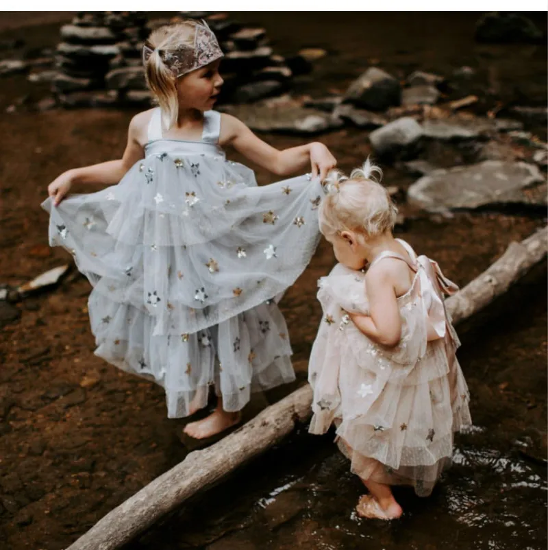 Платье-пачка для девочек блестящее свадебное платье с открытой спиной и