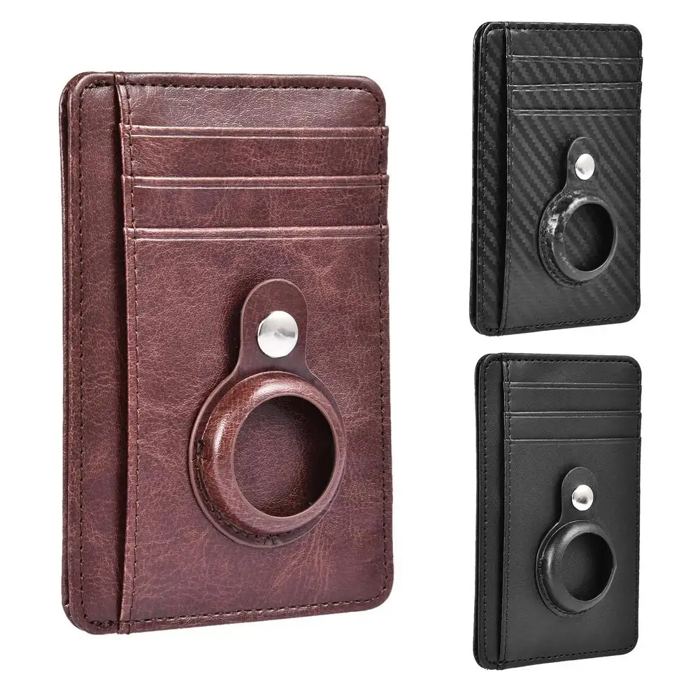 

High-quality Leather Wallet Case For Apple Airtags Anti-lost Protective Cover RFID Blocking Multifunctional Wallet Card Clip