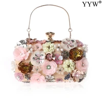 floral handbags evening party clutch bag rhinestone pink evening bag clutch bag luxury bag female party purse clutch bag wedding