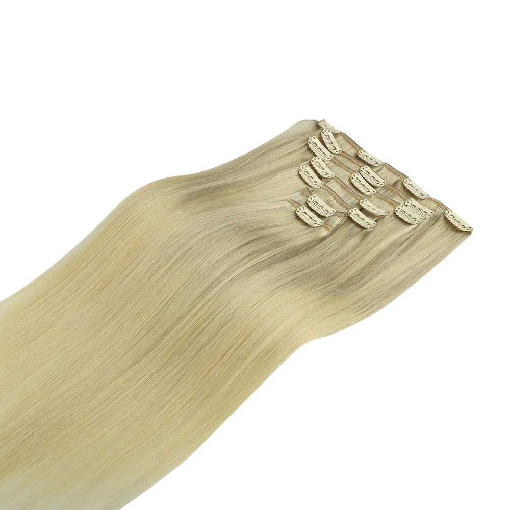 

Clip In Human Hair Extensions Remy Hair Natural Black to Light Brown Honey Blonde Ombre Straight Hair Extensions 20 Inch 120g