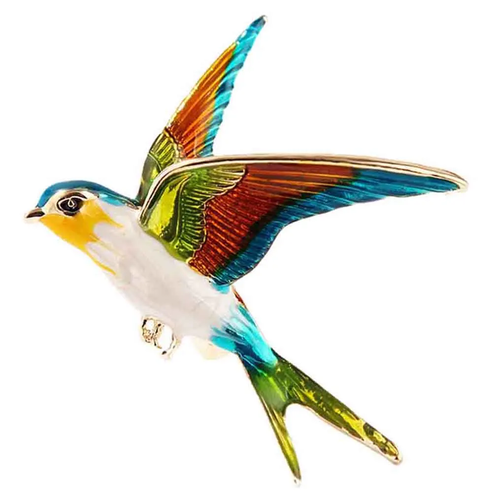 Женская брошь в форме ласточки Классическая эмалированная металлическая из