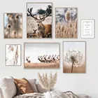 Трава растение Одуванчик настенная Картина на холсте животное олень печать природный пейзаж постер скандинавские настенные картины декор для гостиной