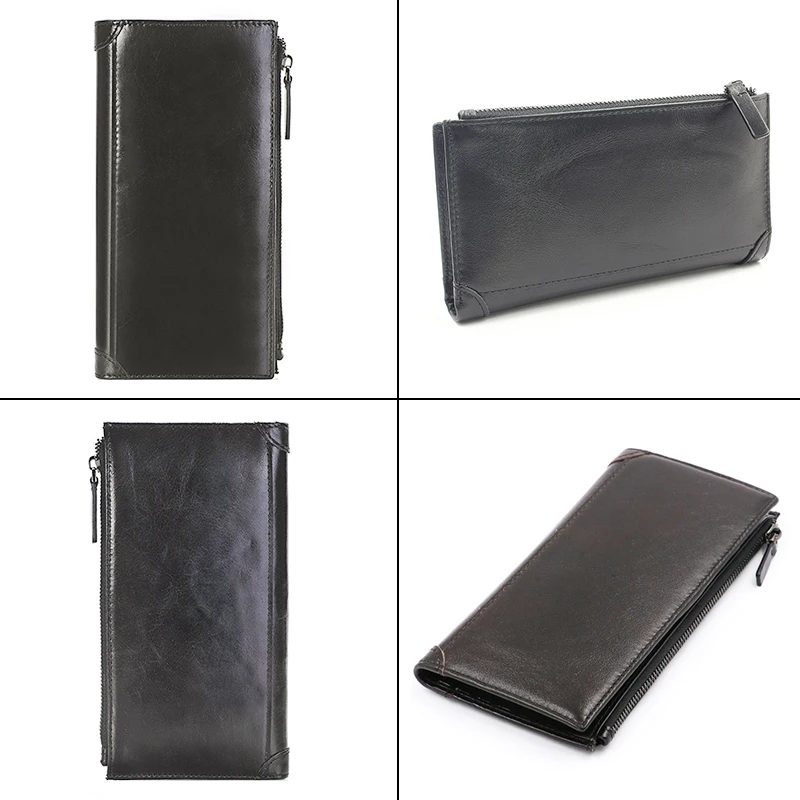 Винтажный Мужской кошелек из натуральной кожи Большая вместительная сумка для