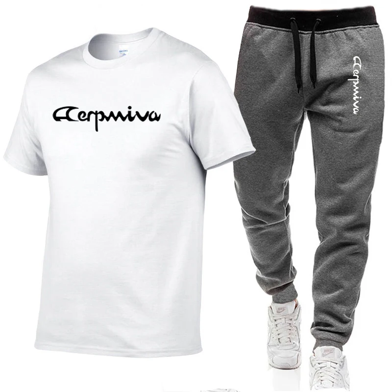 

2021New T-Shirt 2 Pieces Sets Tracksuit GK Printing Men Short Sleeves+Pants Pullover Sportwear Suit Casual Sports Men Clothes