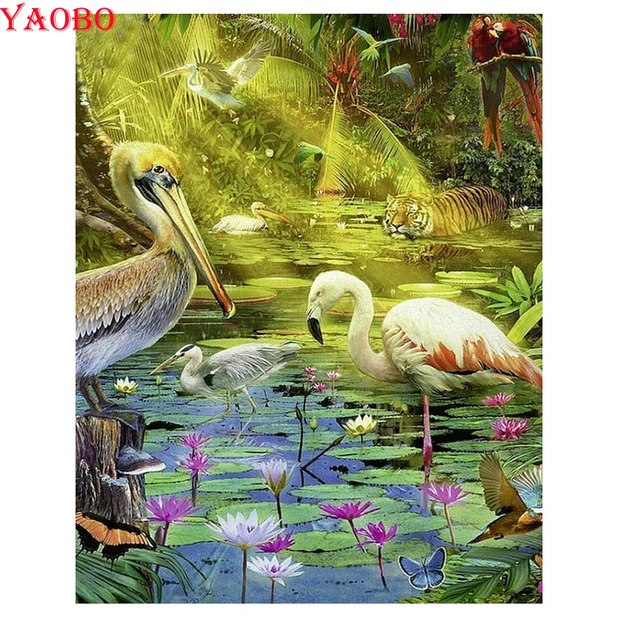 Животные Фламинго Diy Вышивка с бриллиантами продажа полный квадрат/Круглая