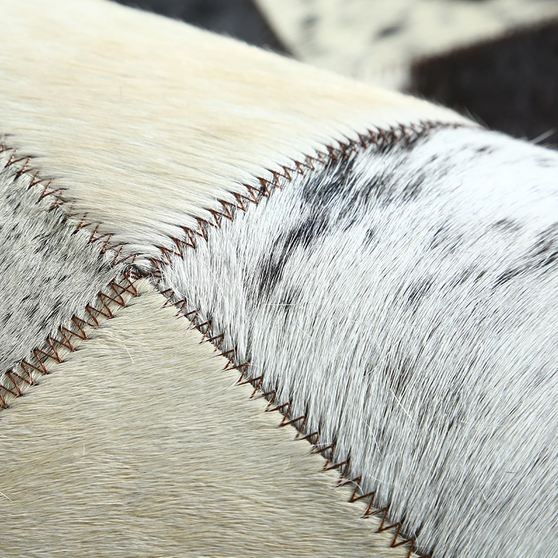 

Black and White Luxury Cowhide Patch Work Rug,big Size Natural Cow Skin Fur Carpet for Living Room Decoration Office Carpet