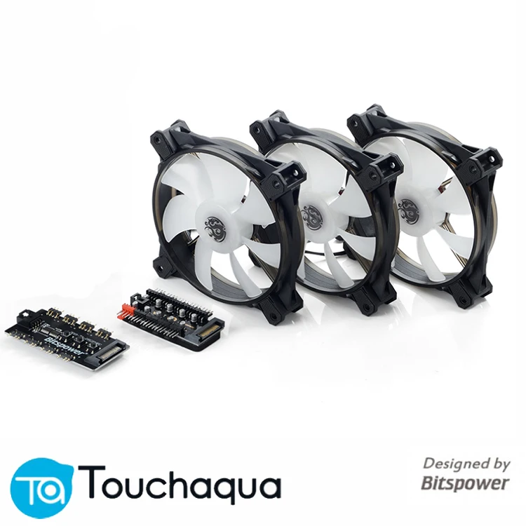 1 Set(3pcs) 3 шт. Bitspower Touchaqua 12 см вентилятор компьютера, 120x120x25 мм AURA 5V 3PIN вентилятор RGB, 4PIN вентилятор с ШИМ-управлением, 120x120x25 мм, 3 предмета в комплекте - Цвет лезвия: 1 Set(3pcs)